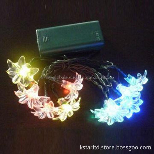 2AA battery light with 10pcs multi-color LED and flower